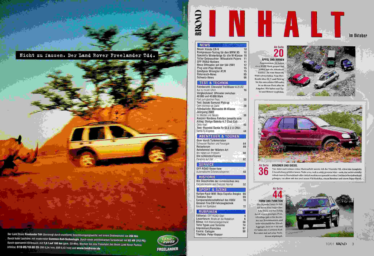 Inhaltsverzeichnis Offroad 10/2001