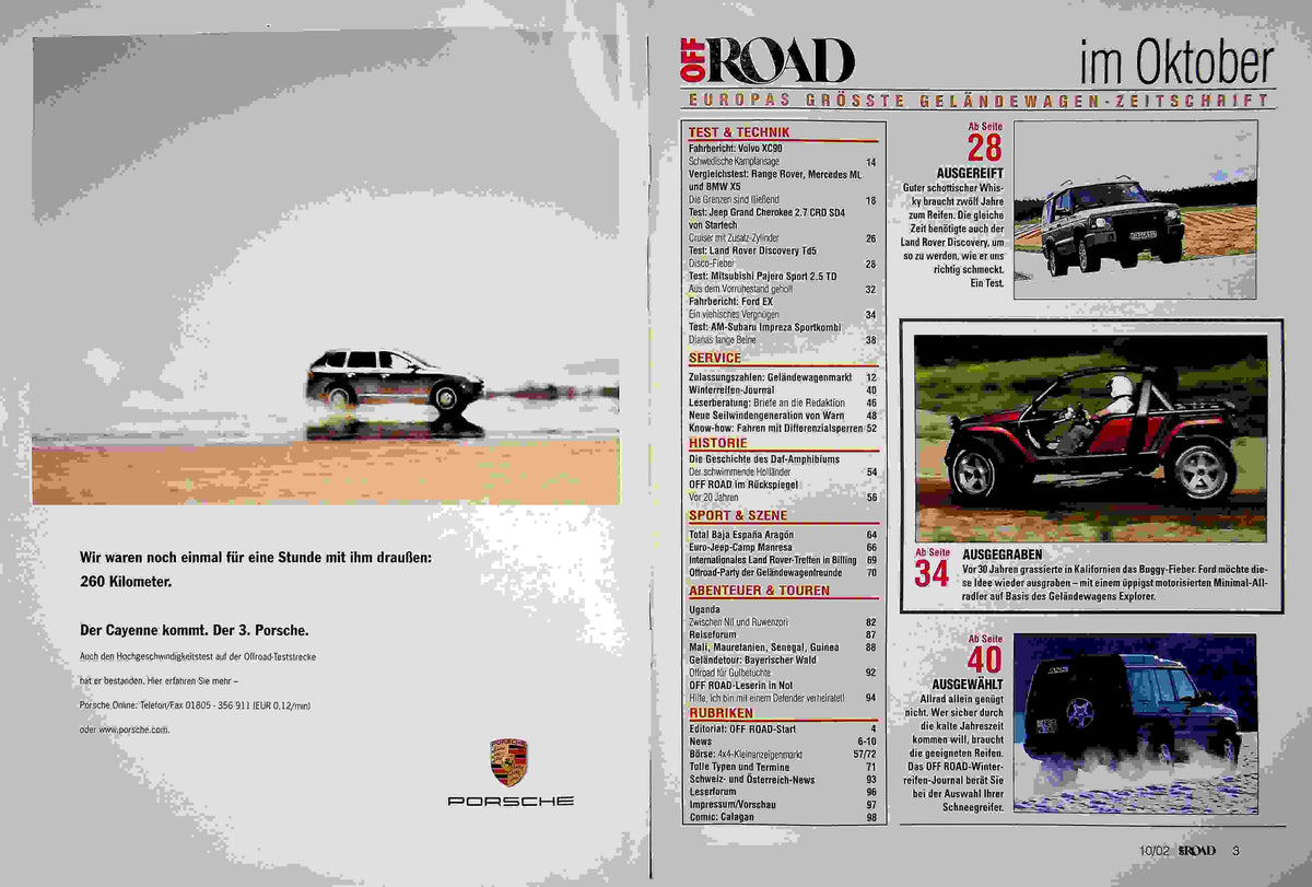 Inhaltsverzeichnis Offroad 10/2002