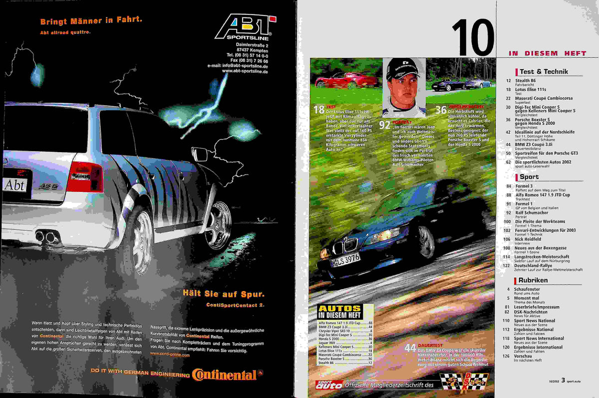 Inhaltsverzeichnis Sport Auto 10/2002
