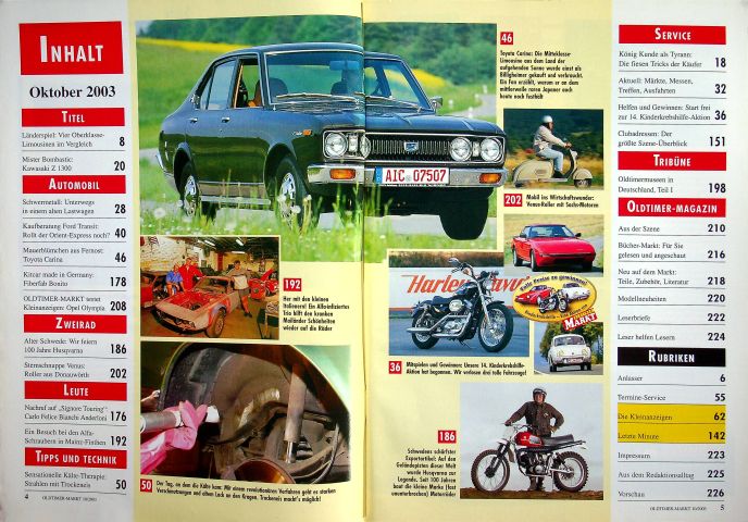 Inhaltsverzeichnis Oldtimer Markt 10/2003
