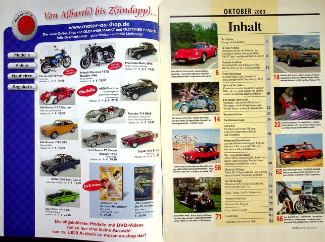 Inhaltsverzeichnis Oldtimer Praxis 10/2003