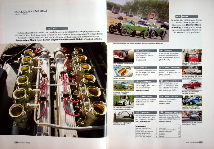 Inhaltsverzeichnis Motor Klassik 10/2003