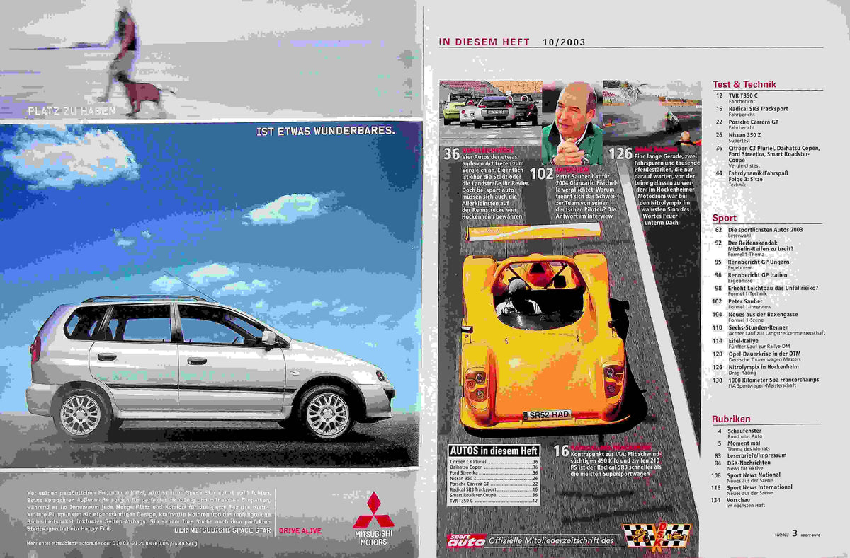 Inhaltsverzeichnis Sport Auto 10/2003