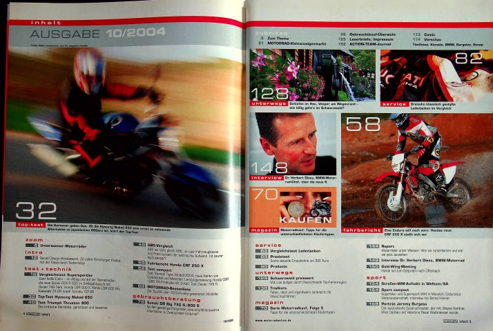 Inhaltsverzeichnis Motorrad 10/2004