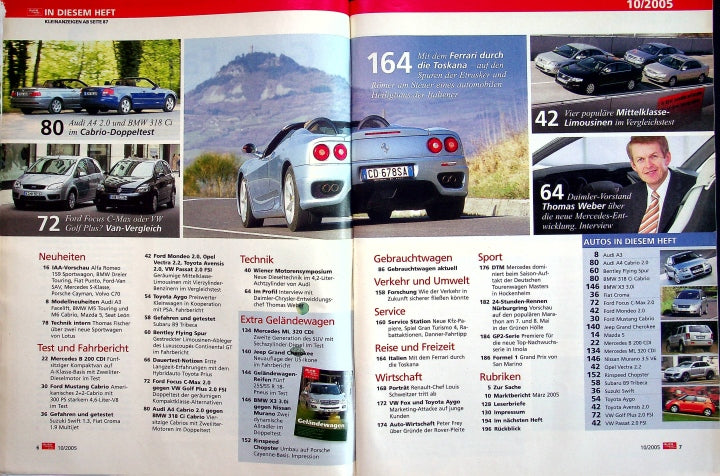 Inhaltsverzeichnis Auto Motor und Sport 10/2005