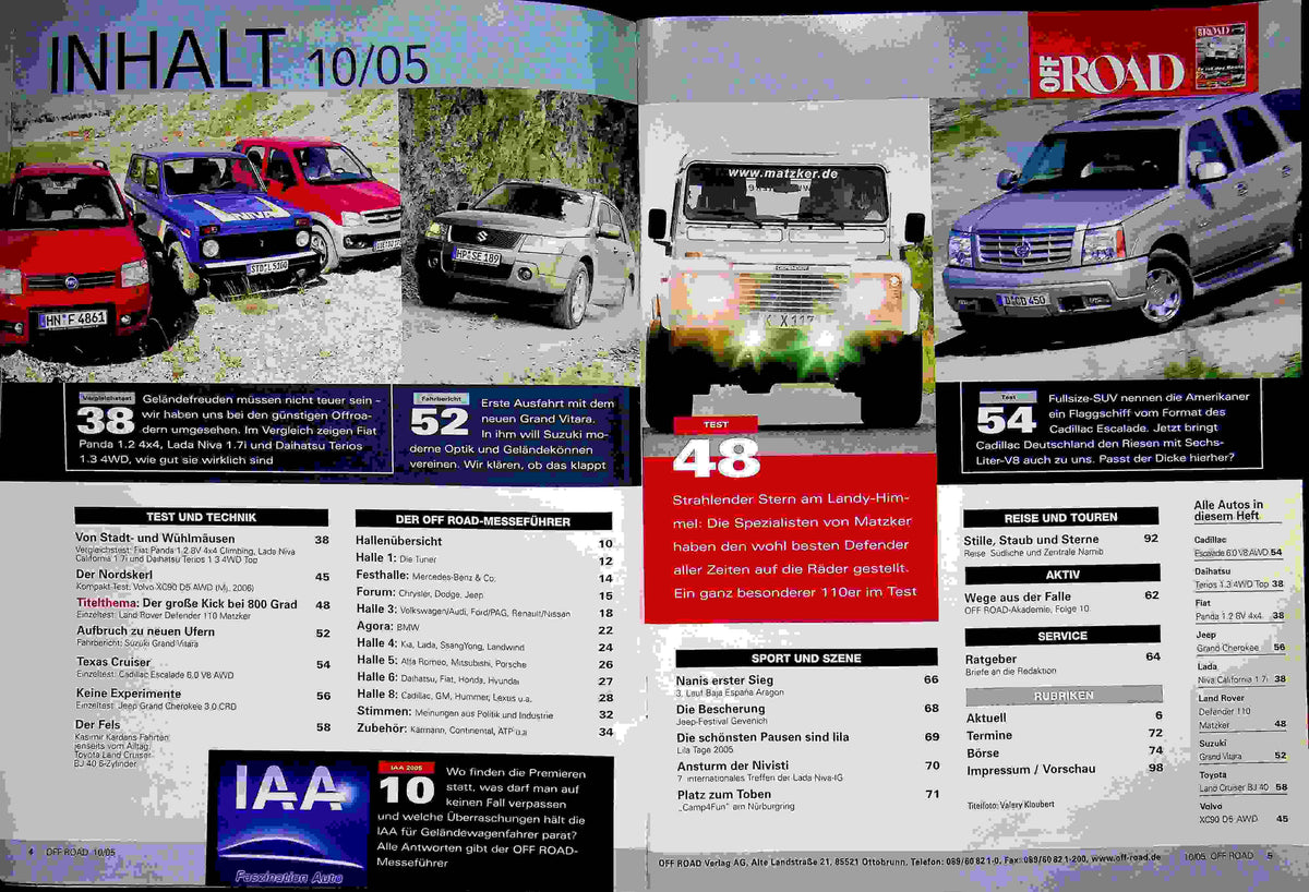 Inhaltsverzeichnis Offroad 10/2005