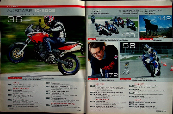 Inhaltsverzeichnis Motorrad 10/2005