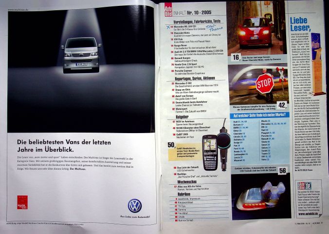 Inhaltsverzeichnis Auto Bild 10/2005