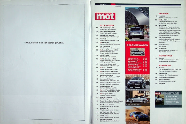Inhaltsverzeichnis MOT 10/2005