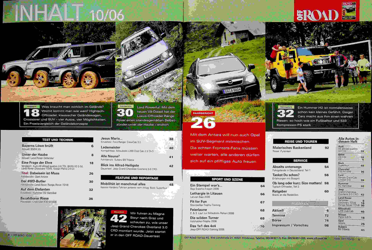 Inhaltsverzeichnis Offroad 10/2006