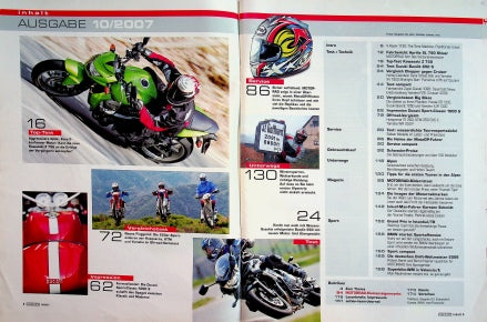 Inhaltsverzeichnis Motorrad 10/2007