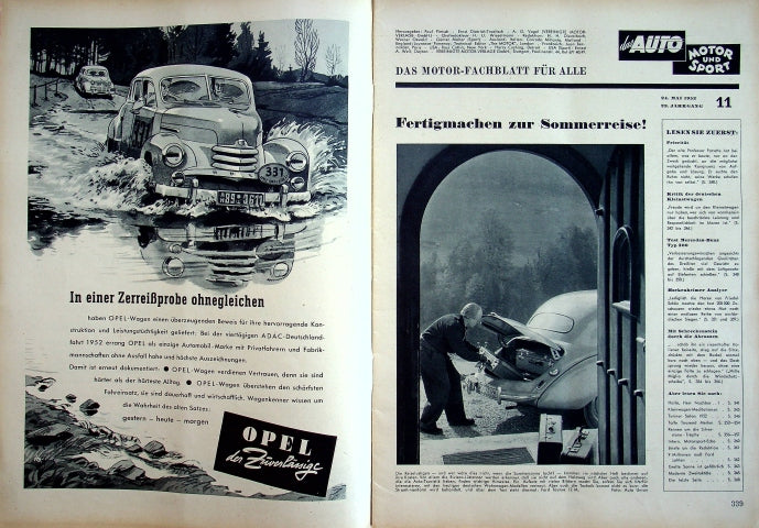 Inhaltsverzeichnis Auto Motor und Sport 11/1952