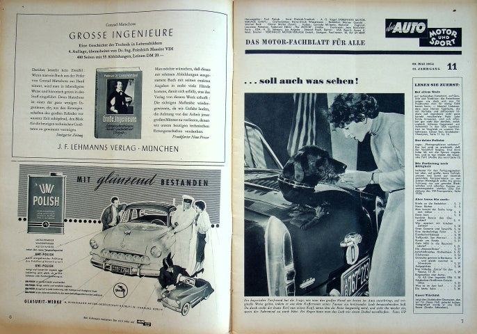 Inhaltsverzeichnis Auto Motor und Sport 11/1954