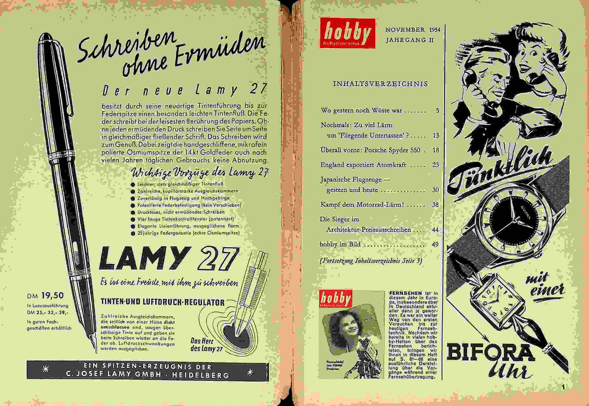 Inhaltsverzeichnis Hobby 11/1954