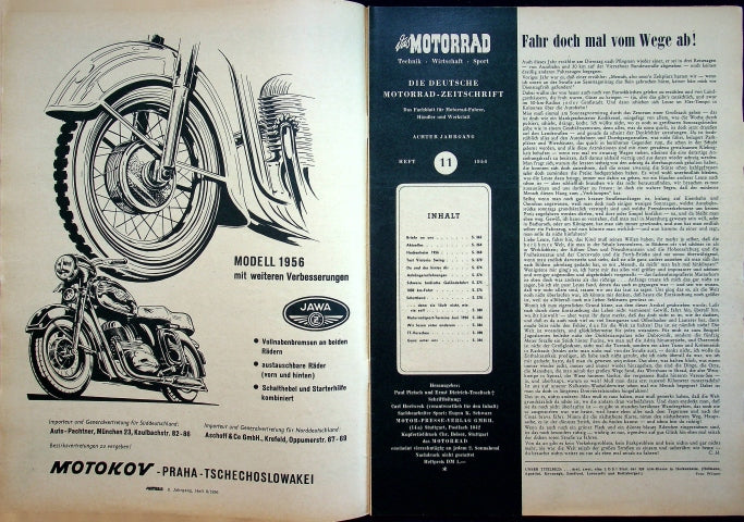 Inhaltsverzeichnis Motorrad 11/1956
