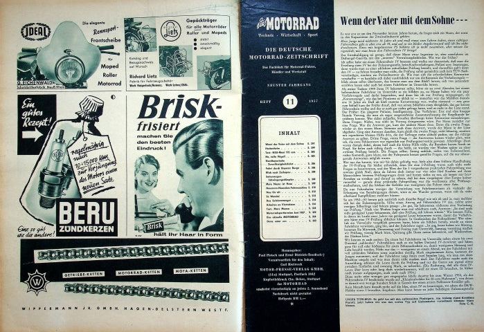 Inhaltsverzeichnis Motorrad 11/1957