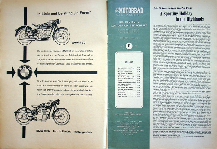 Inhaltsverzeichnis Motorrad 11/1958