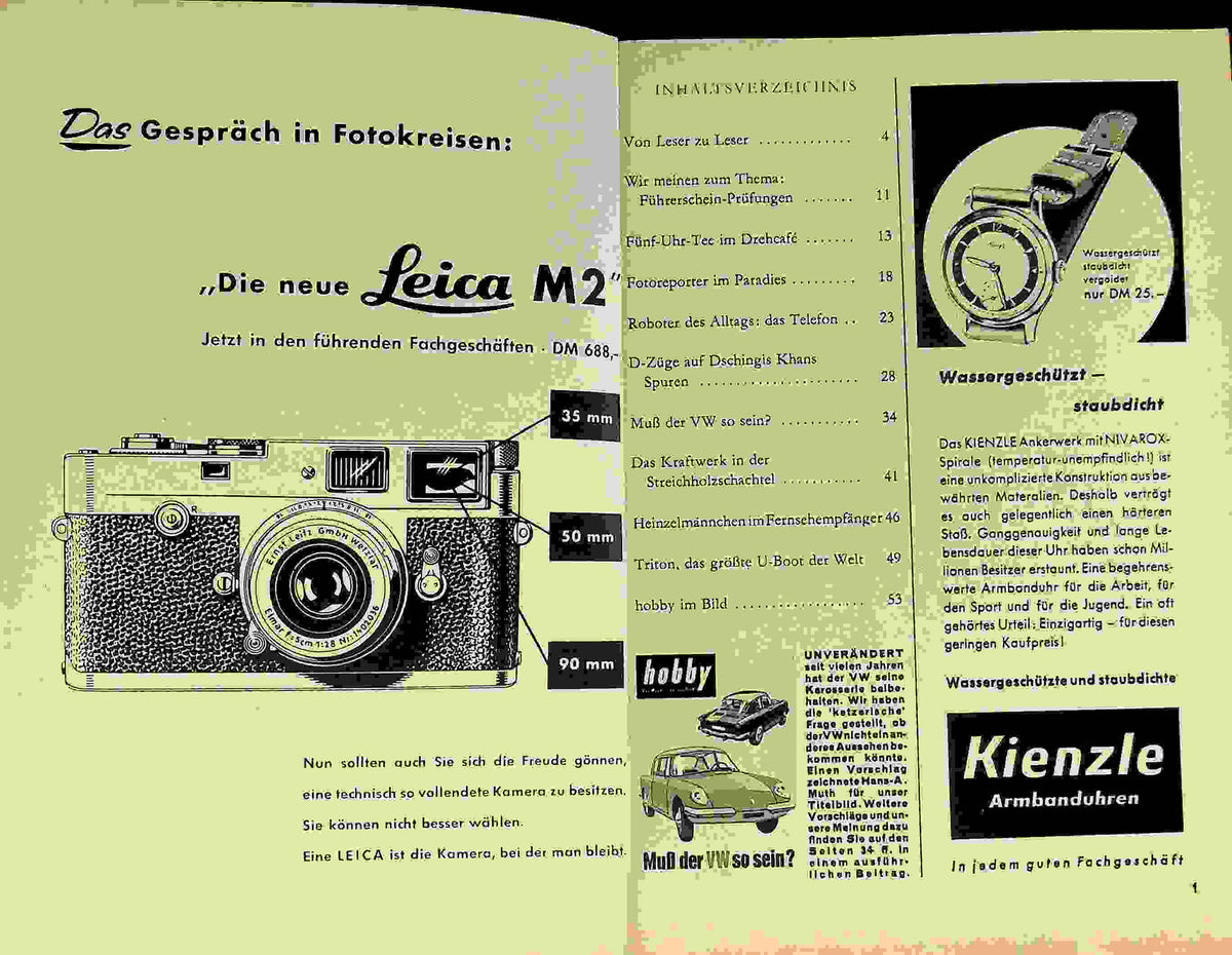 Inhaltsverzeichnis Hobby 11/1958