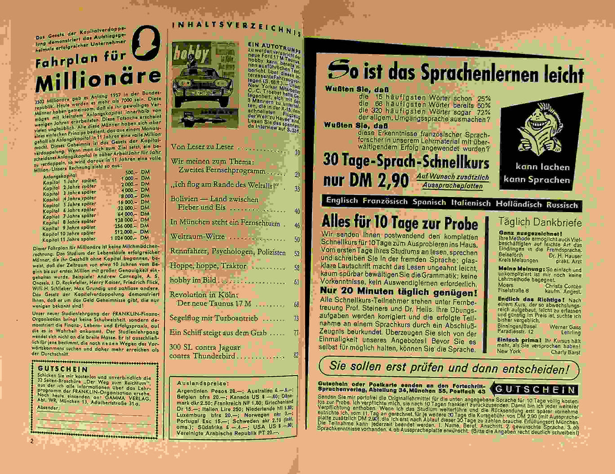 Inhaltsverzeichnis Hobby 11/1960