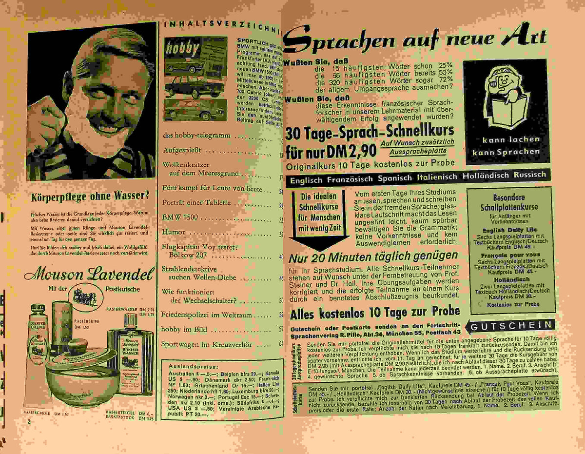 Inhaltsverzeichnis Hobby 11/1961