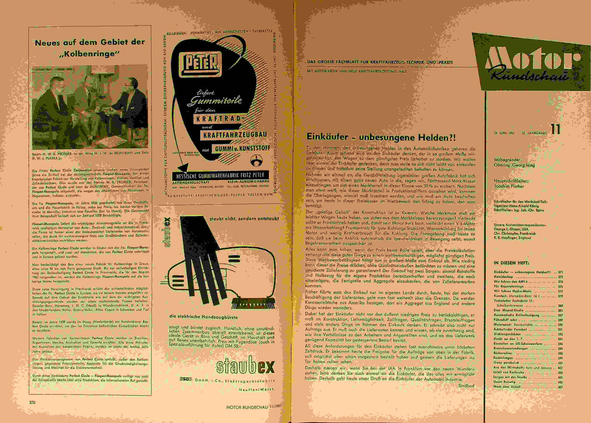 Inhaltsverzeichnis Motor Rundschau 11/1961