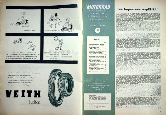 Inhaltsverzeichnis Motorrad 11/1961
