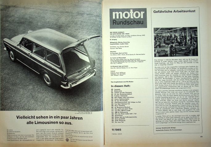 Inhaltsverzeichnis Motor Rundschau 11/1965