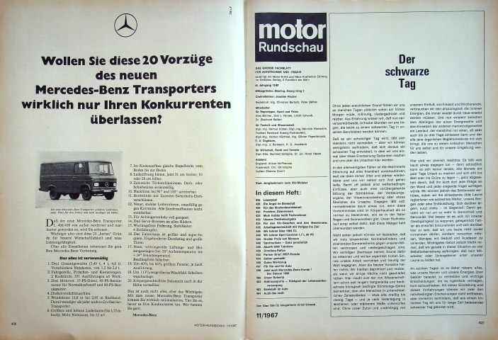 Inhaltsverzeichnis Motor Rundschau 11/1967