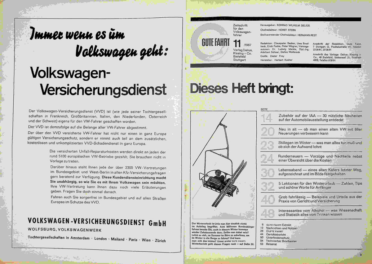 Inhaltsverzeichnis Gute Fahrt 11/1967
