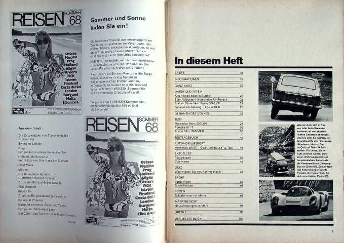 Inhaltsverzeichnis Auto Motor und Sport 11/1968