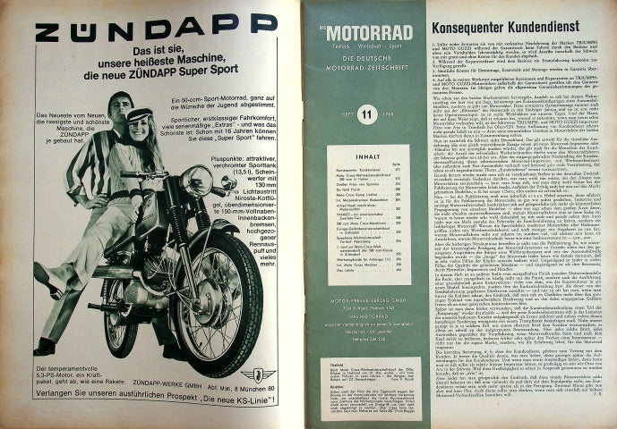 Inhaltsverzeichnis Motorrad 11/1968