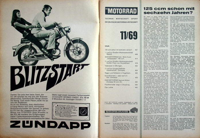 Inhaltsverzeichnis Motorrad 11/1969