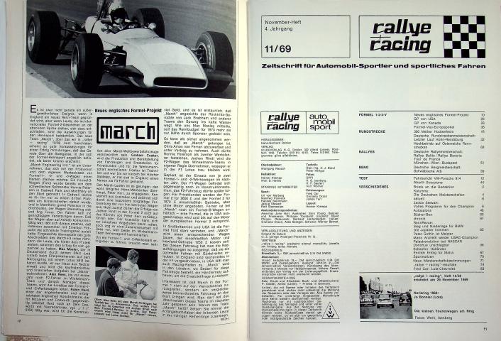 Inhaltsverzeichnis Rallye Racing 11/1969