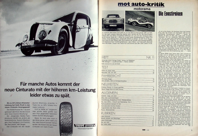 Inhaltsverzeichnis MOT 11/1970