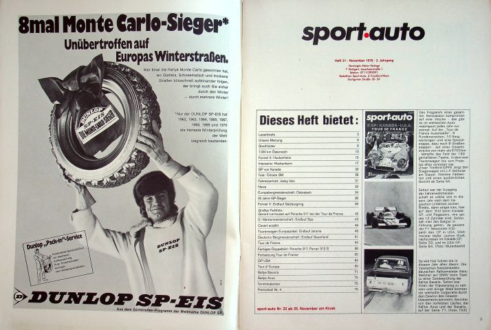 Inhaltsverzeichnis Sport Auto 11/1970