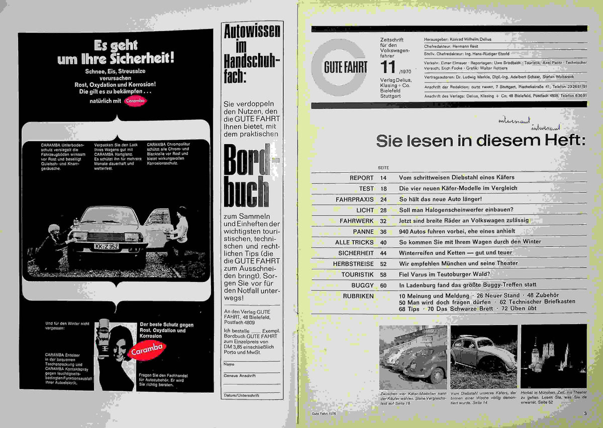 Inhaltsverzeichnis Gute Fahrt 11/1970