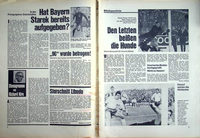 Inhaltsverzeichnis Kicker 11/1970