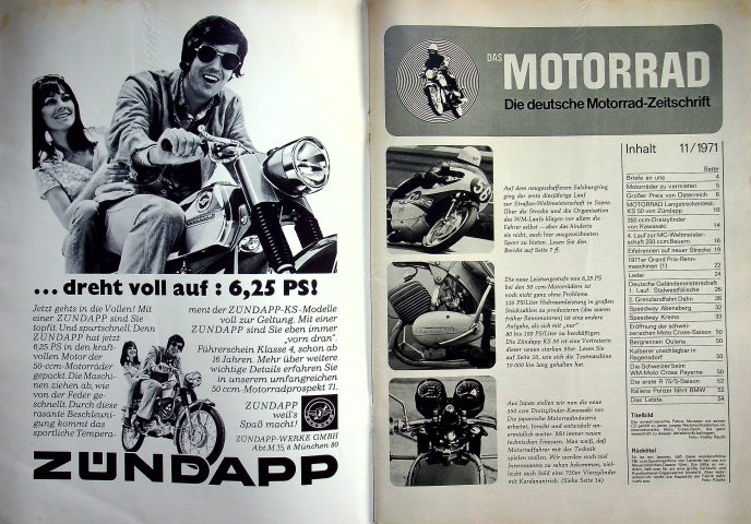 Inhaltsverzeichnis Motorrad 11/1971