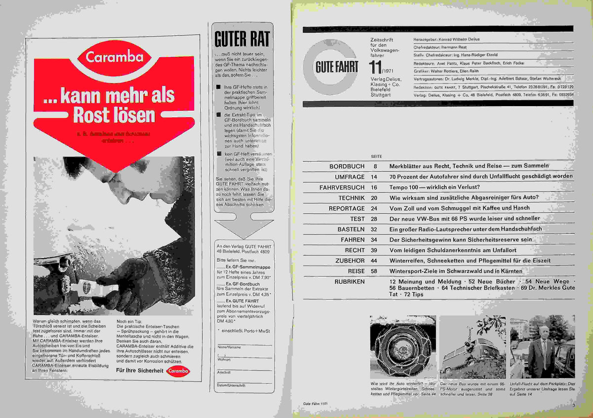 Inhaltsverzeichnis Gute Fahrt 11/1971
