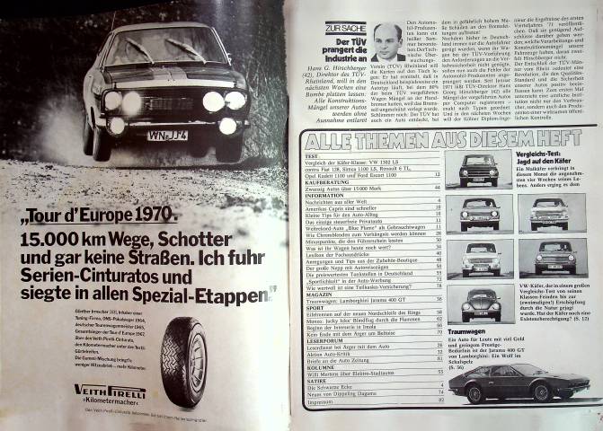 Inhaltsverzeichnis Autozeitung 11/1971