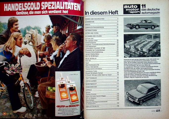 Inhaltsverzeichnis Auto Motor und Sport 11/1972