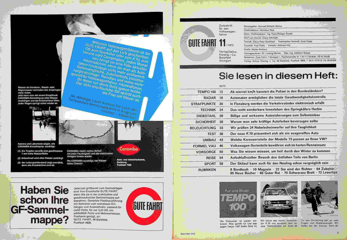 Inhaltsverzeichnis Gute Fahrt 11/1972