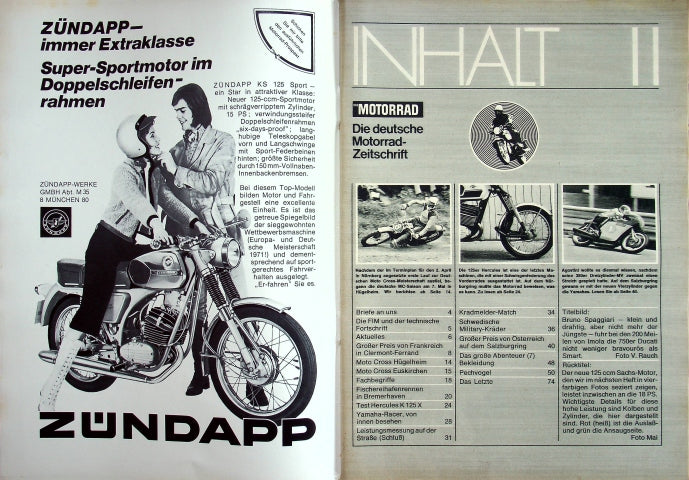 Inhaltsverzeichnis Motorrad 11/1972