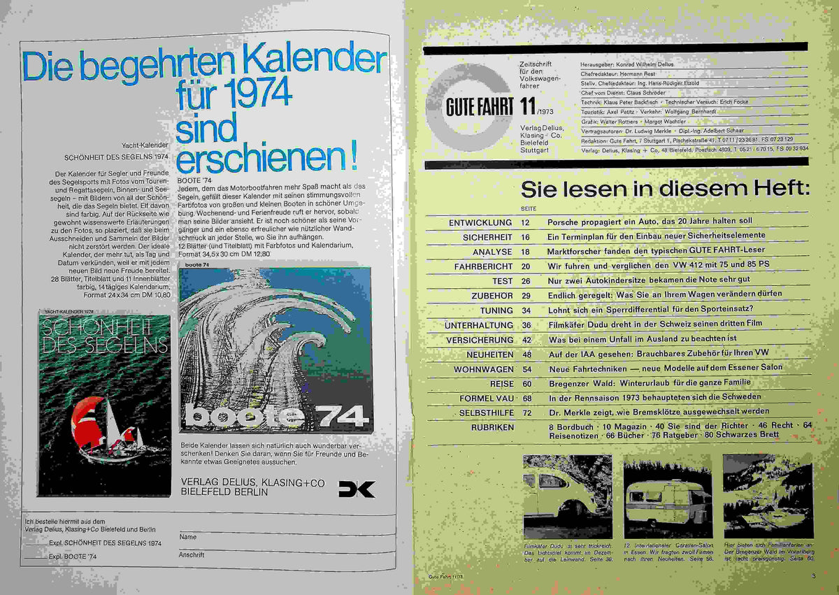 Inhaltsverzeichnis Gute Fahrt 11/1973