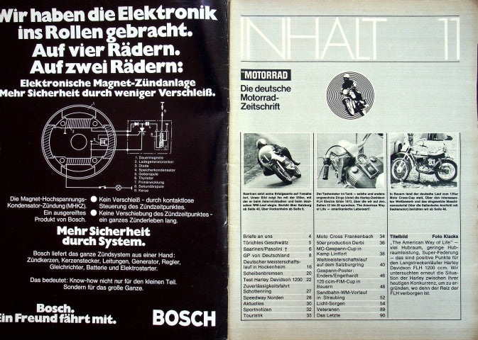 Inhaltsverzeichnis Motorrad 11/1973