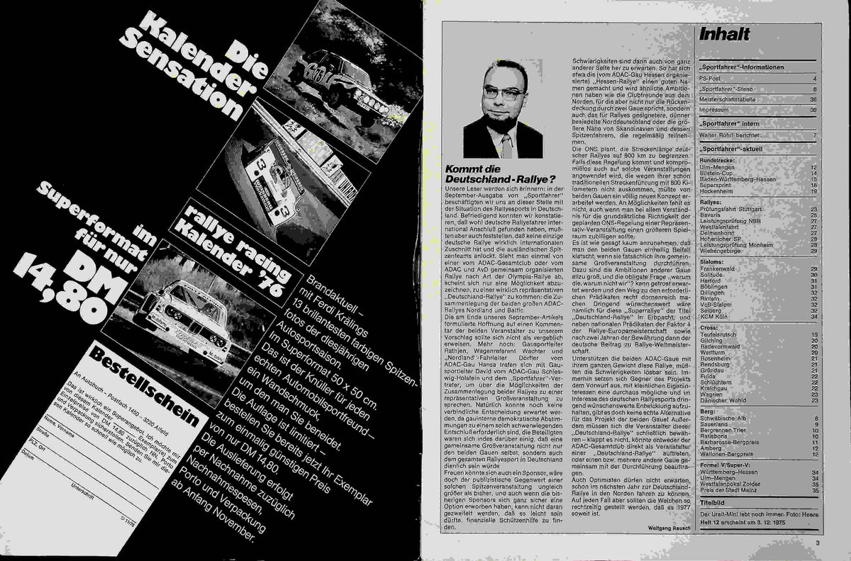 Inhaltsverzeichnis Sport Fahrer 11/1975