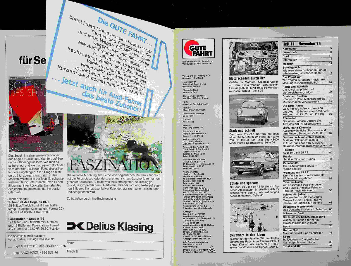 Inhaltsverzeichnis Gute Fahrt 11/1975