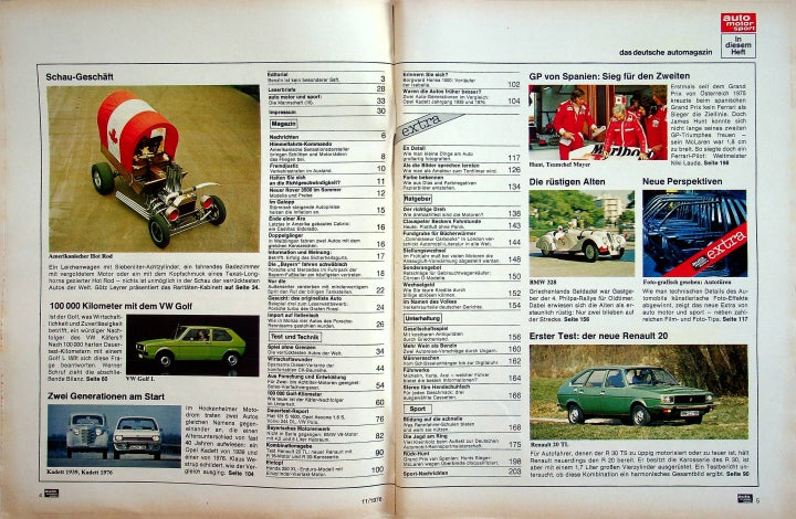 Inhaltsverzeichnis Auto Motor und Sport 11/1976
