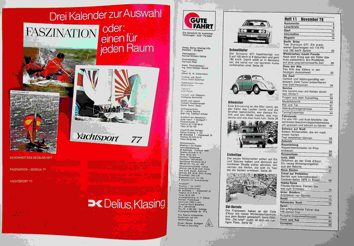 Inhaltsverzeichnis Gute Fahrt 11/1976