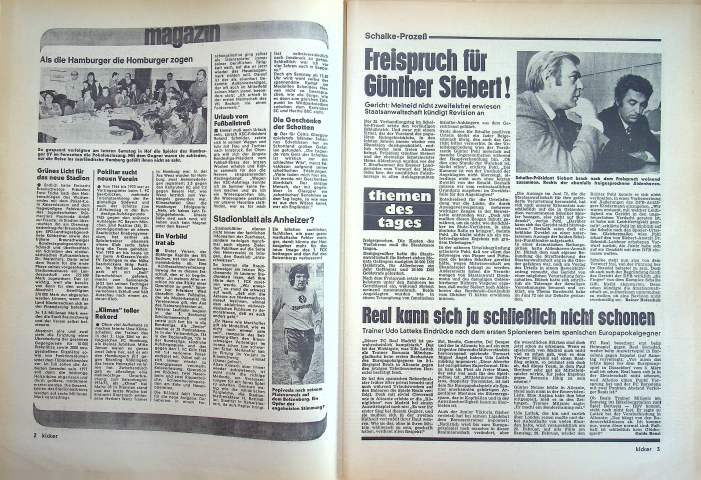 Inhaltsverzeichnis Kicker 11/1976